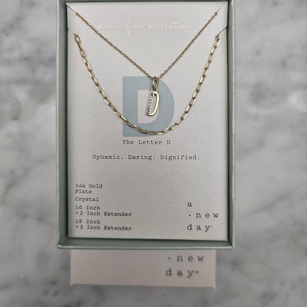 Target Gold Chain Necklace with Crystal Pendant